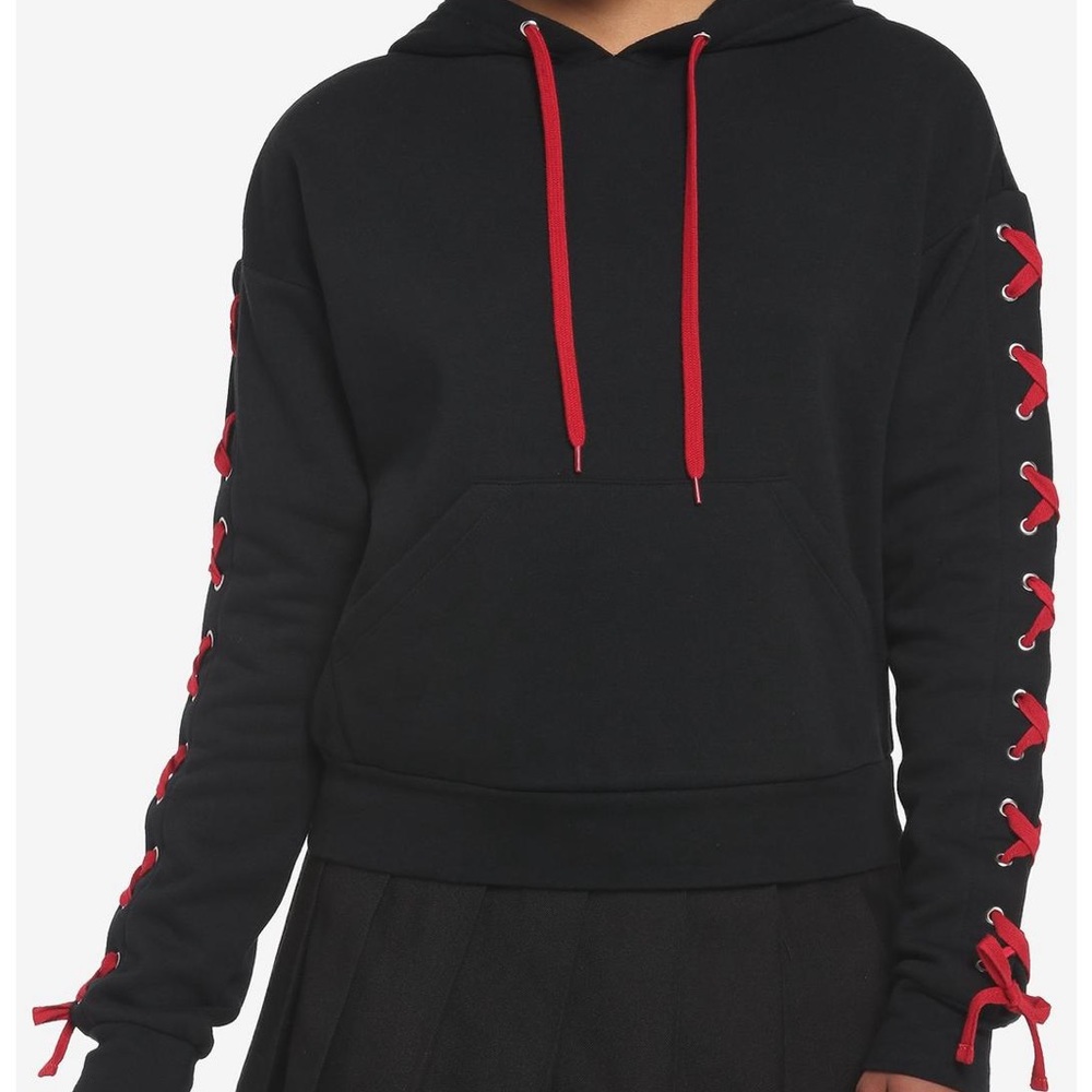 Hot Topic red & black lace up hoodie